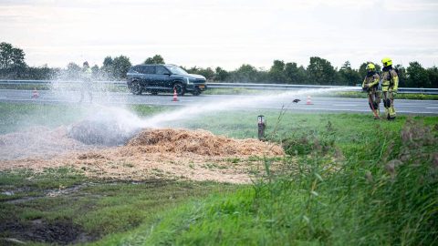 Opnieuw brand langs A28 bij Putten: politie vindt vuurwerkfakkel