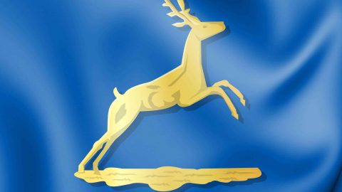 3D Putten coat of arms (Gelderland), Netherlands. 3D Illustration.